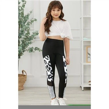 Legging Skinny Leopard Patchwork Anak Hitam