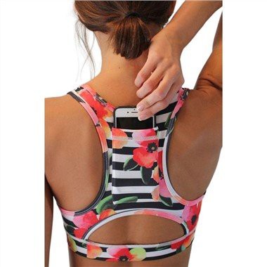 Bra Olahraga Saku Belakang Sablon Bunga